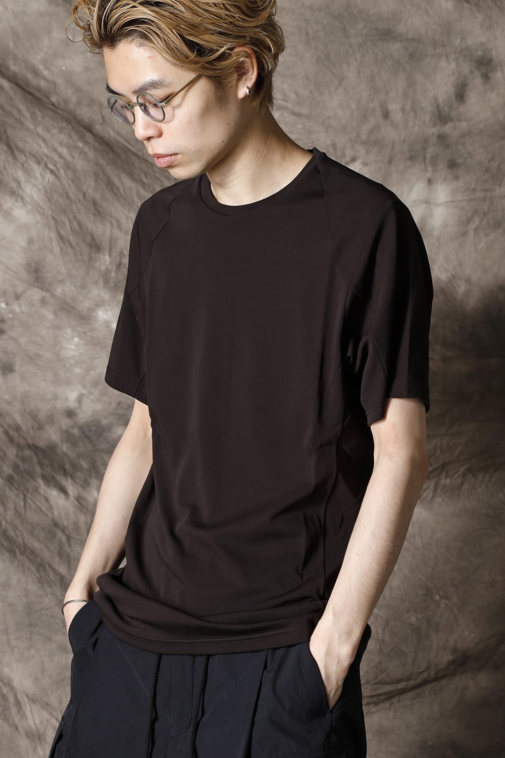 Short sleeve cotton high twist interlock jersey Lava Stone