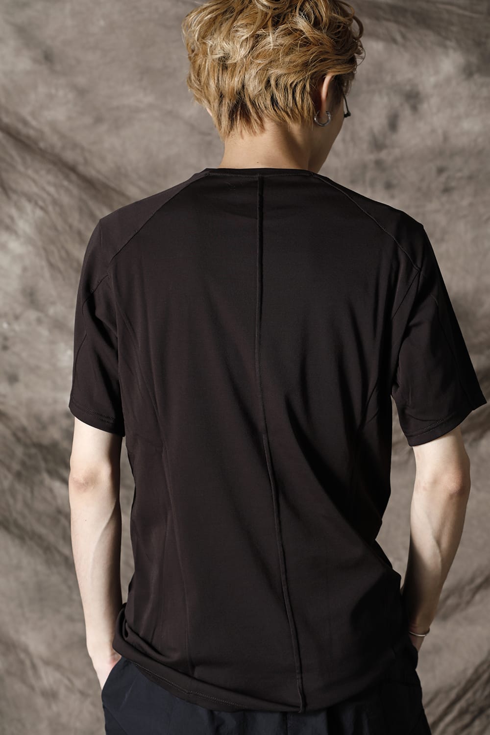 Short sleeve cotton high twist interlock jersey Lava Stone