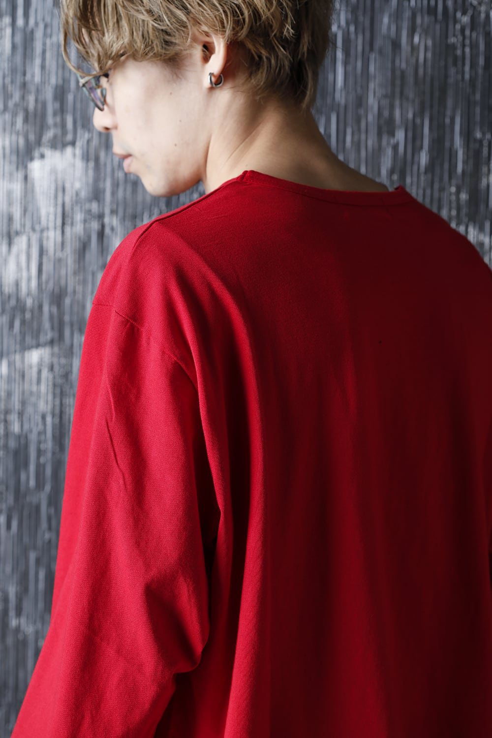 ラウンドネック ロングスリーブTシャツ レッド