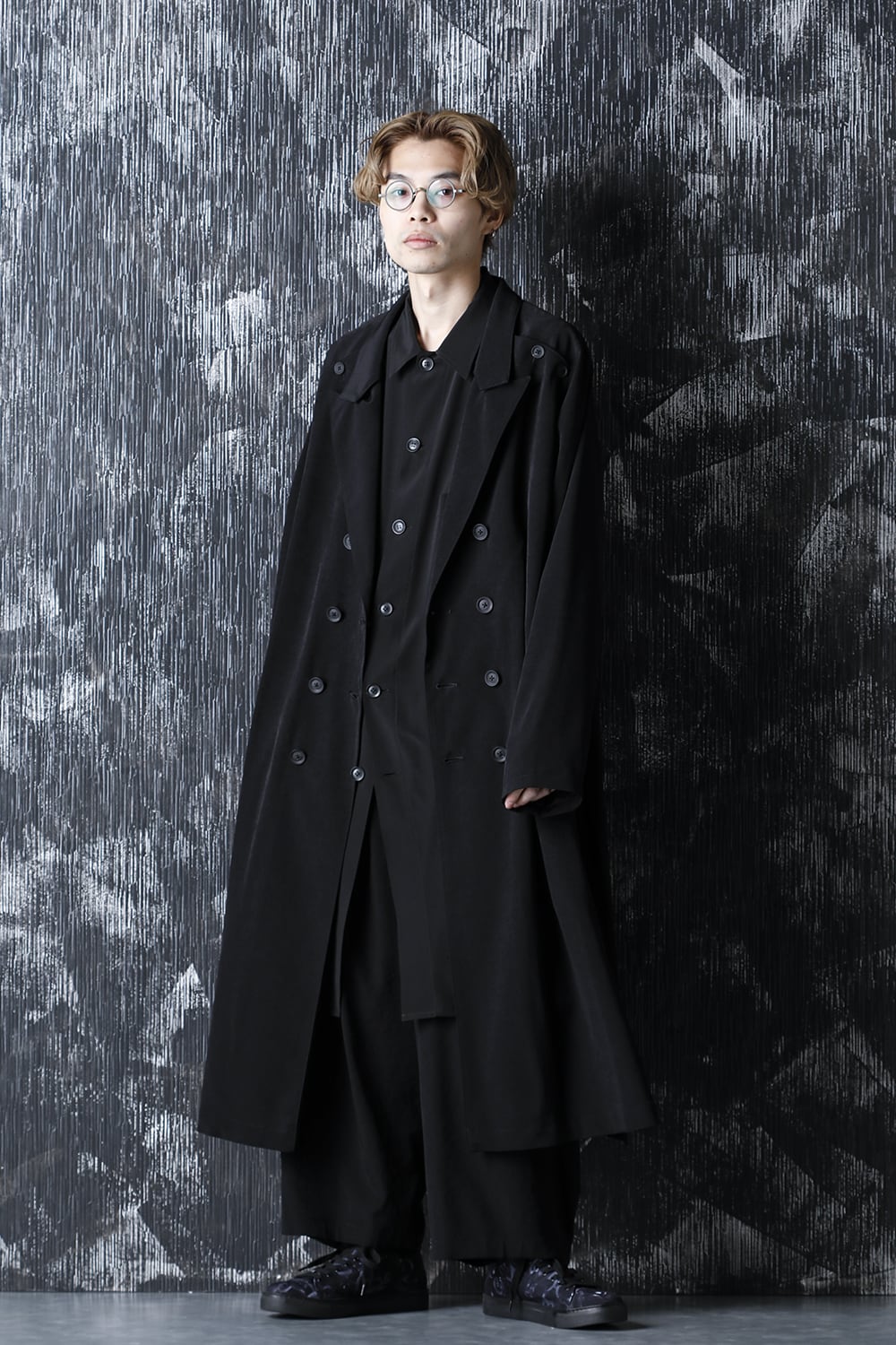 ダブルパーツ ボタン留め ラグランドレス