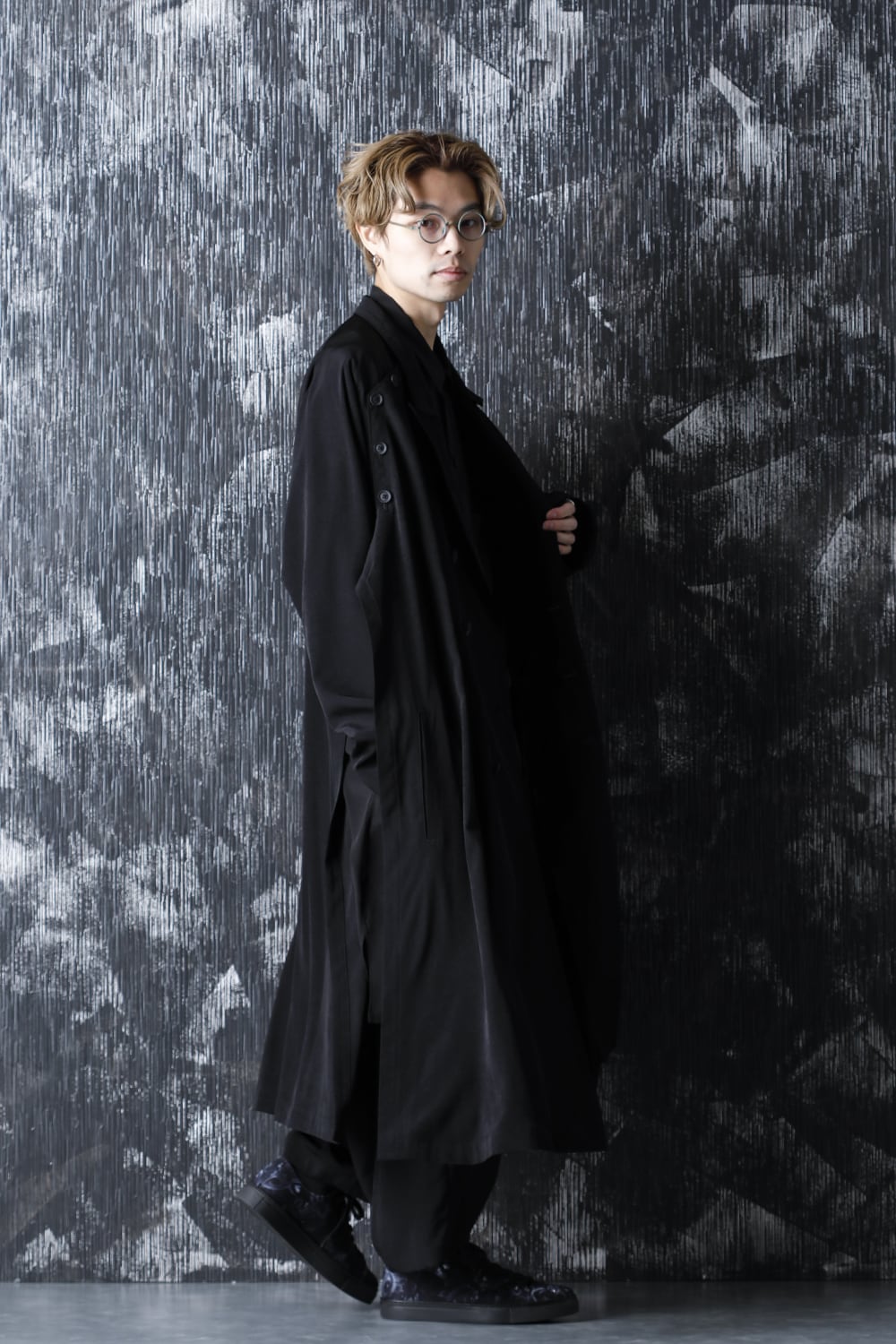 ダブルパーツ ボタン留め ラグランドレス