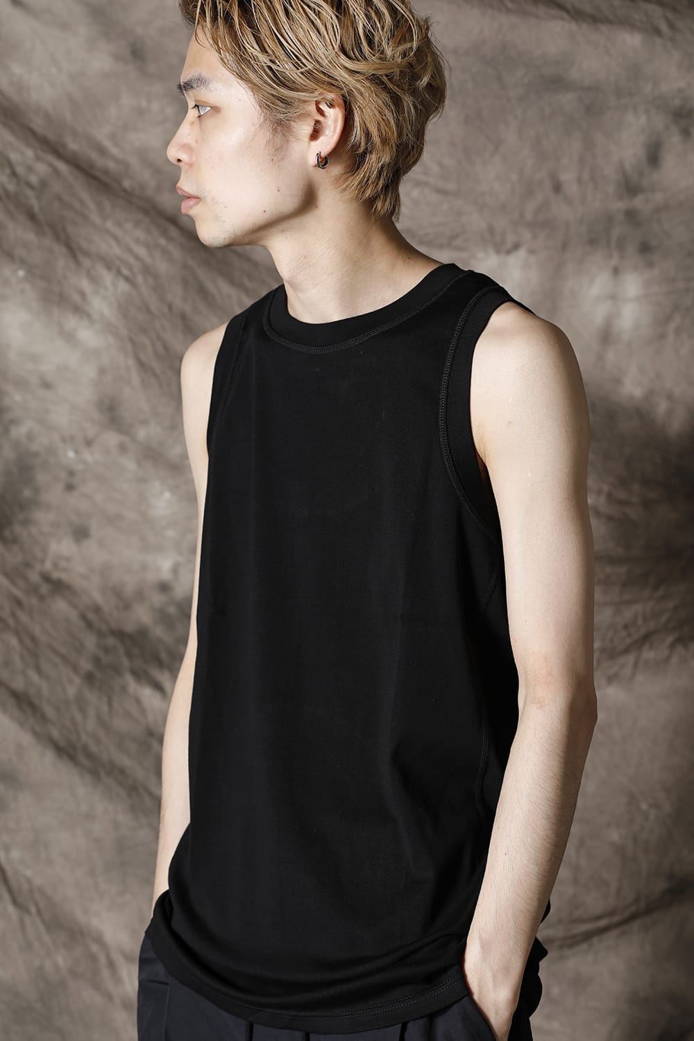 Tank top egyptian cotton interlock jersey (SUVIN) Black