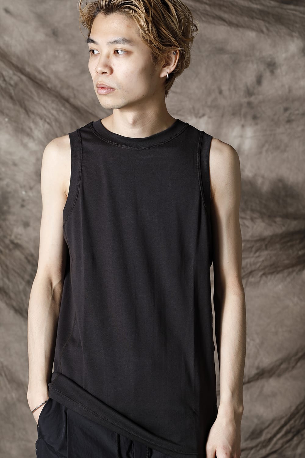 Tank top egyptian cotton interlock jersey (SUVIN) Charcoal