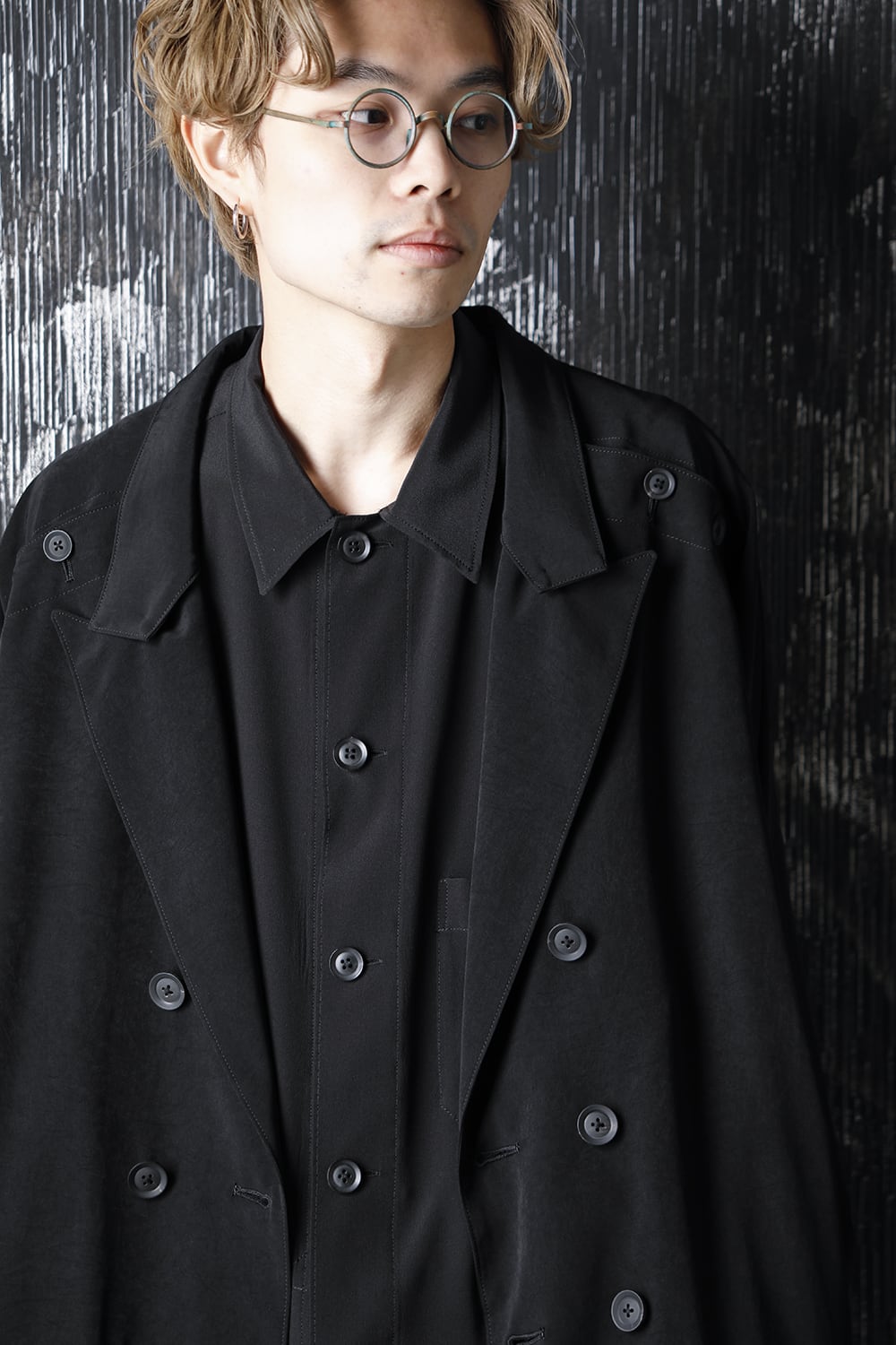 ダブルパーツ ボタン留め ラグランドレス