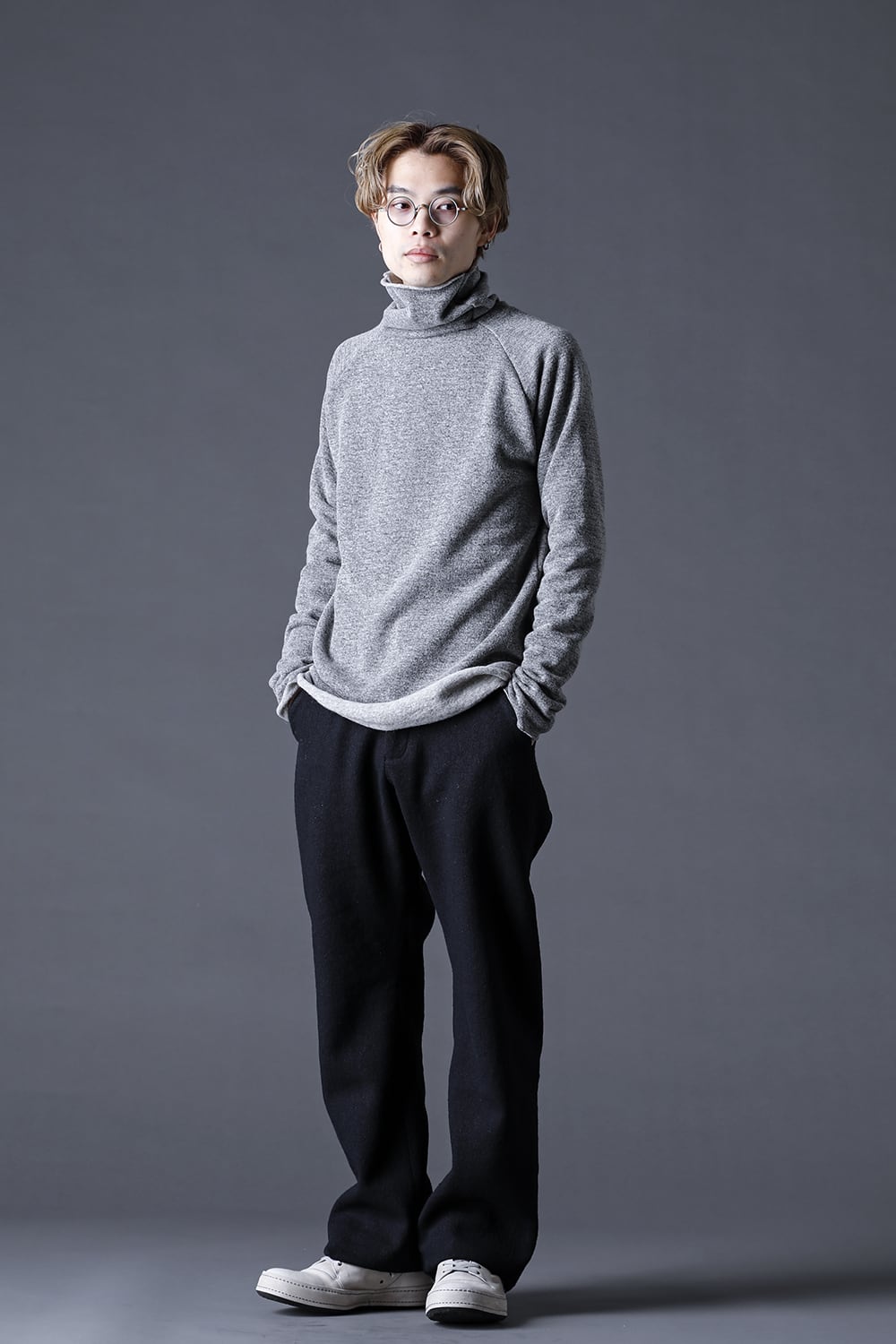 イタリア マペル ウールニットボトルネック グレーベージュ