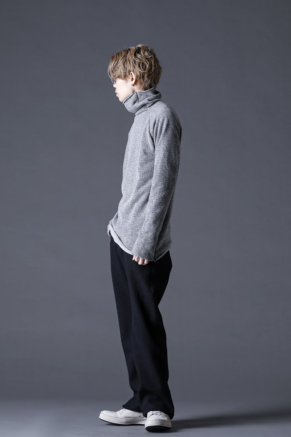 イタリア マペル ウールニットボトルネック グレーベージュ