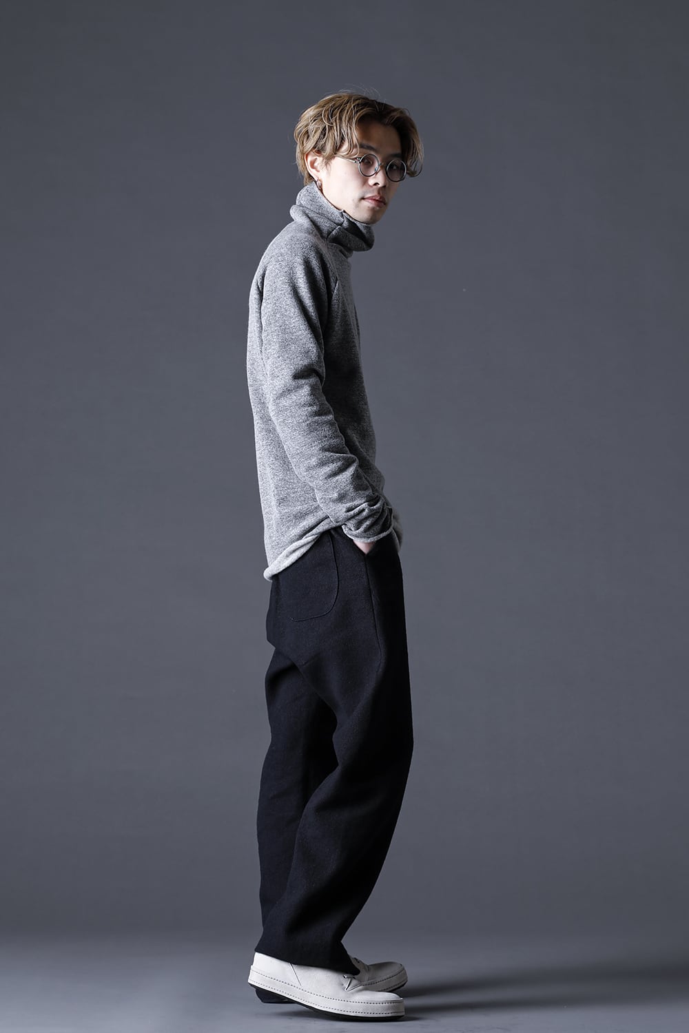 イタリア マペル ウールニットボトルネック グレーベージュ