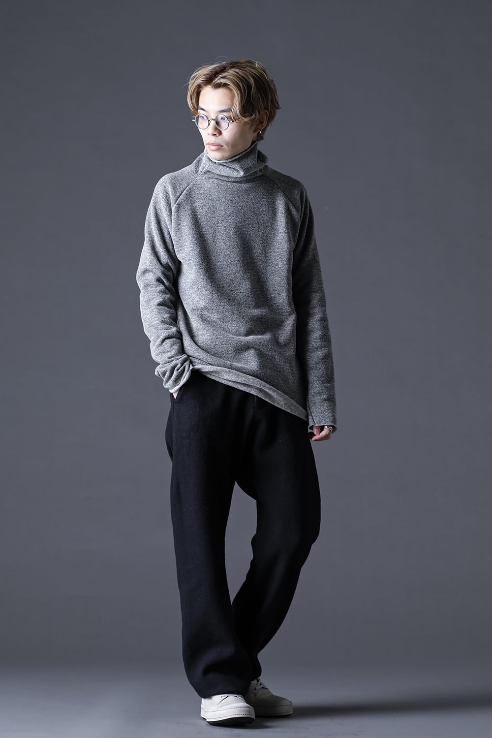 イタリア マペル ウールニットボトルネック グレーベージュ