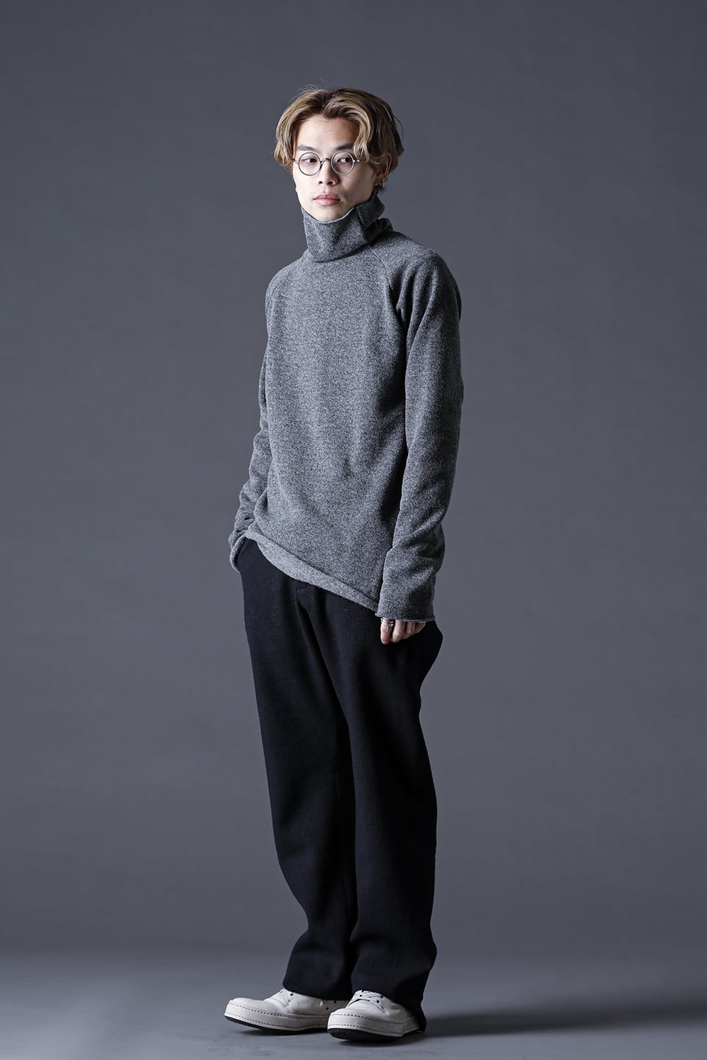 Italy MAPEL Wool Knit Bottle Neck Gray