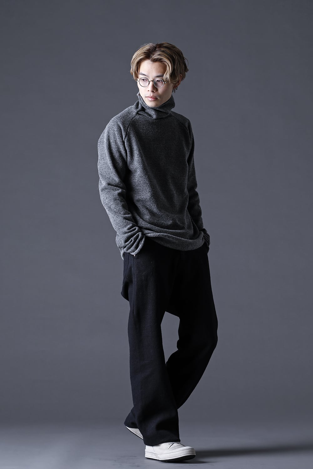 Italy MAPEL Wool Knit Bottle Neck Gray