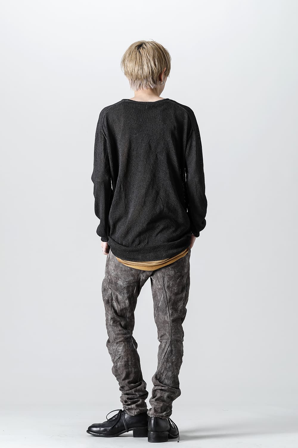 Cold Dyed Washi(Japanese Paper)Knit Pullover  Charcoal