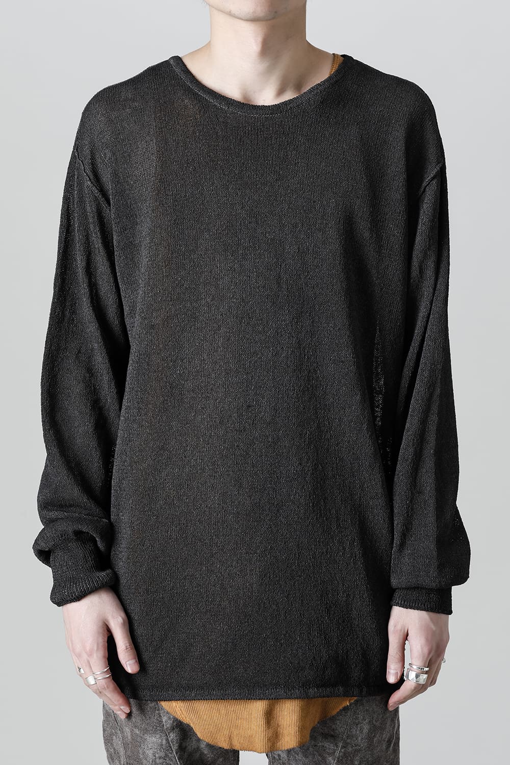 Cold Dyed Washi(Japanese Paper)Knit Pullover  Charcoal