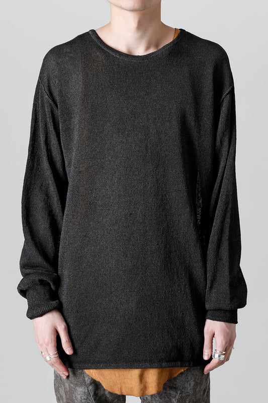 Cold Dyed Washi(Japanese Paper)Knit Pullover  Charcoal