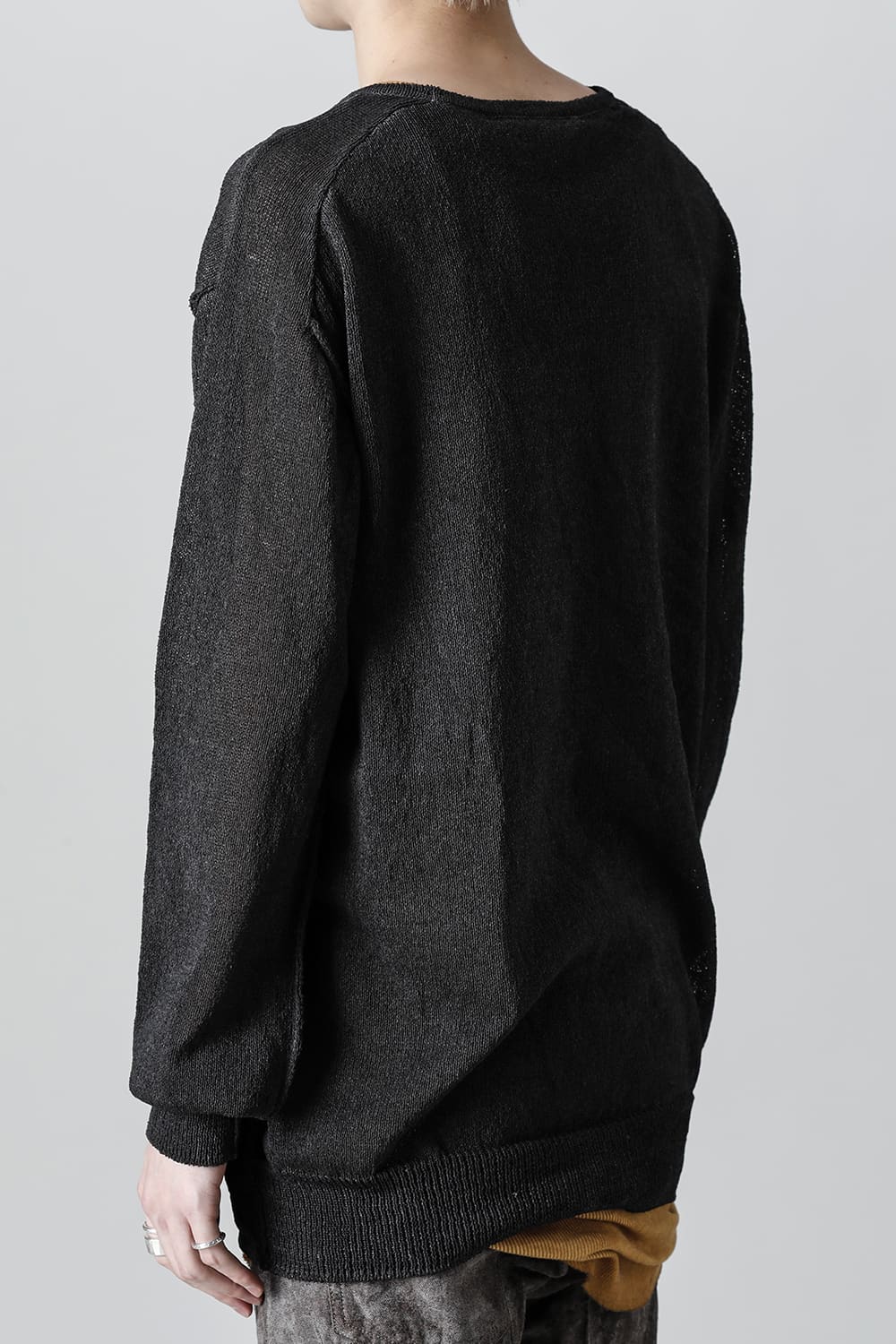 Cold Dyed Washi(Japanese Paper)Knit Pullover  Charcoal