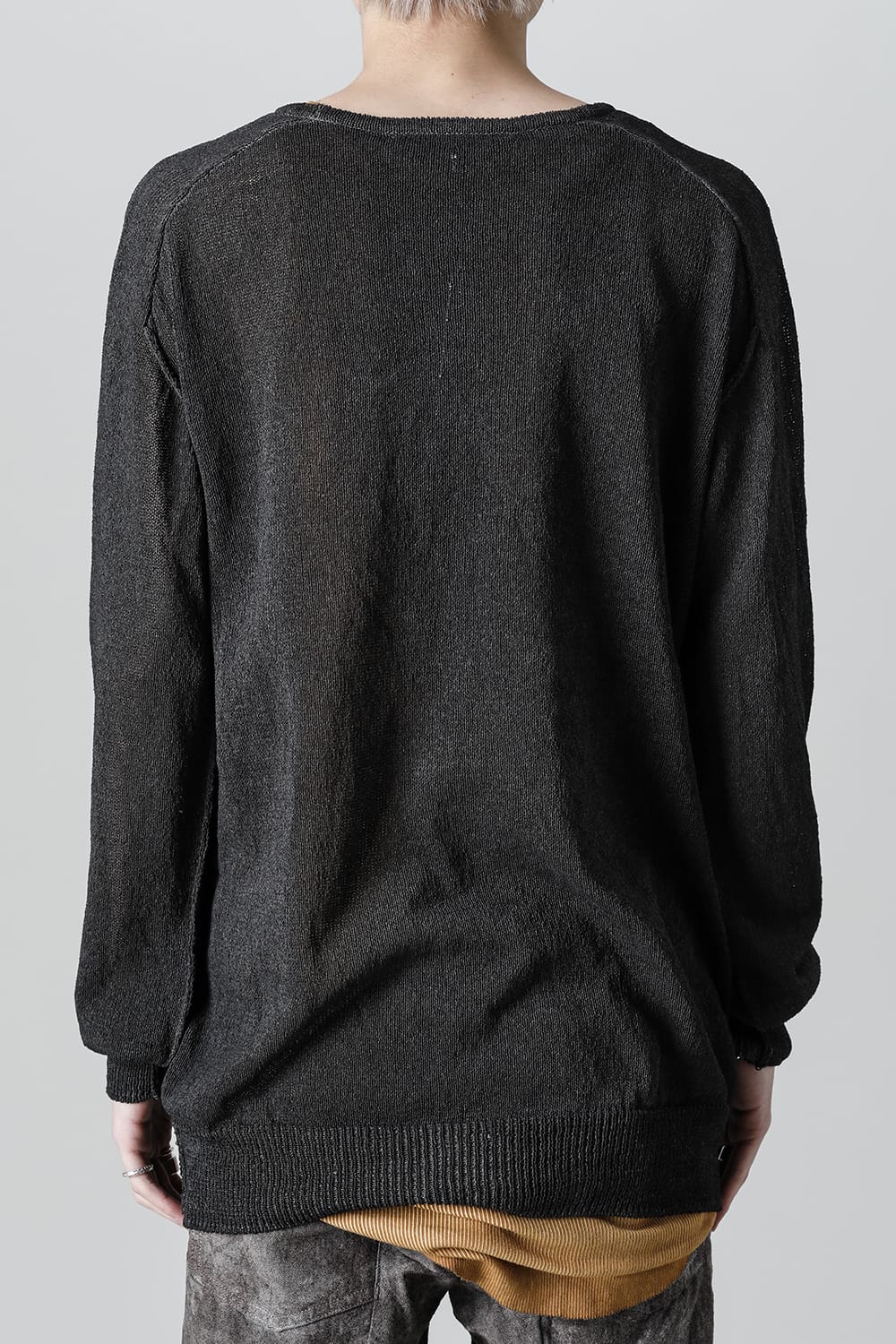 Cold Dyed Washi(Japanese Paper)Knit Pullover  Charcoal