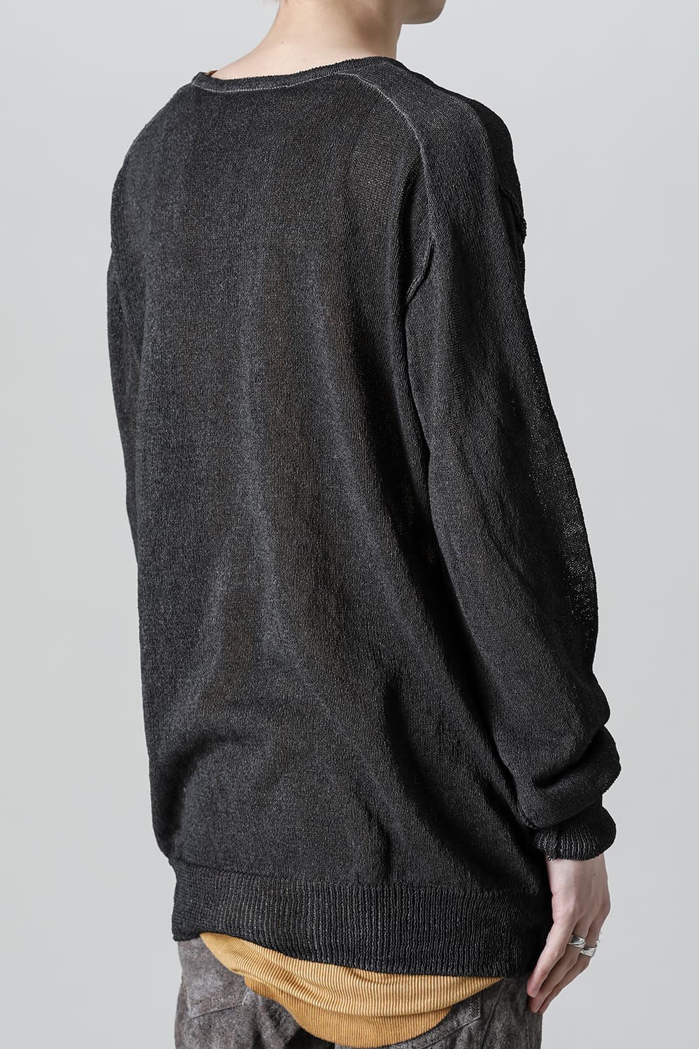 Cold Dyed Washi(Japanese Paper)Knit Pullover  Charcoal