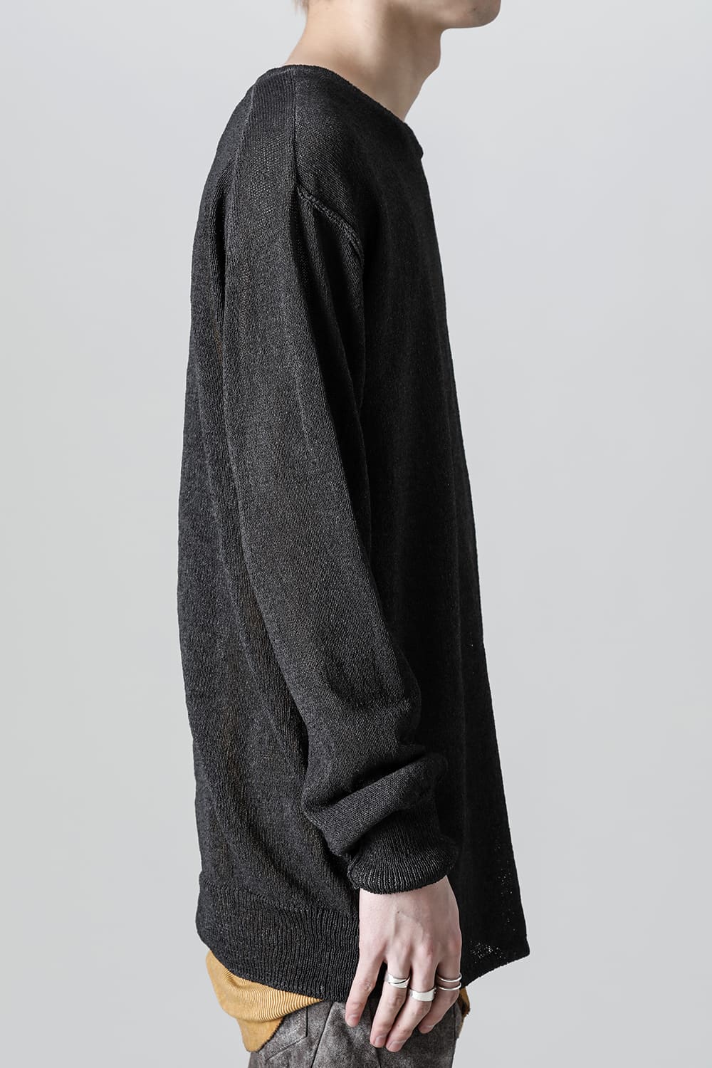 Cold Dyed Washi(Japanese Paper)Knit Pullover  Charcoal