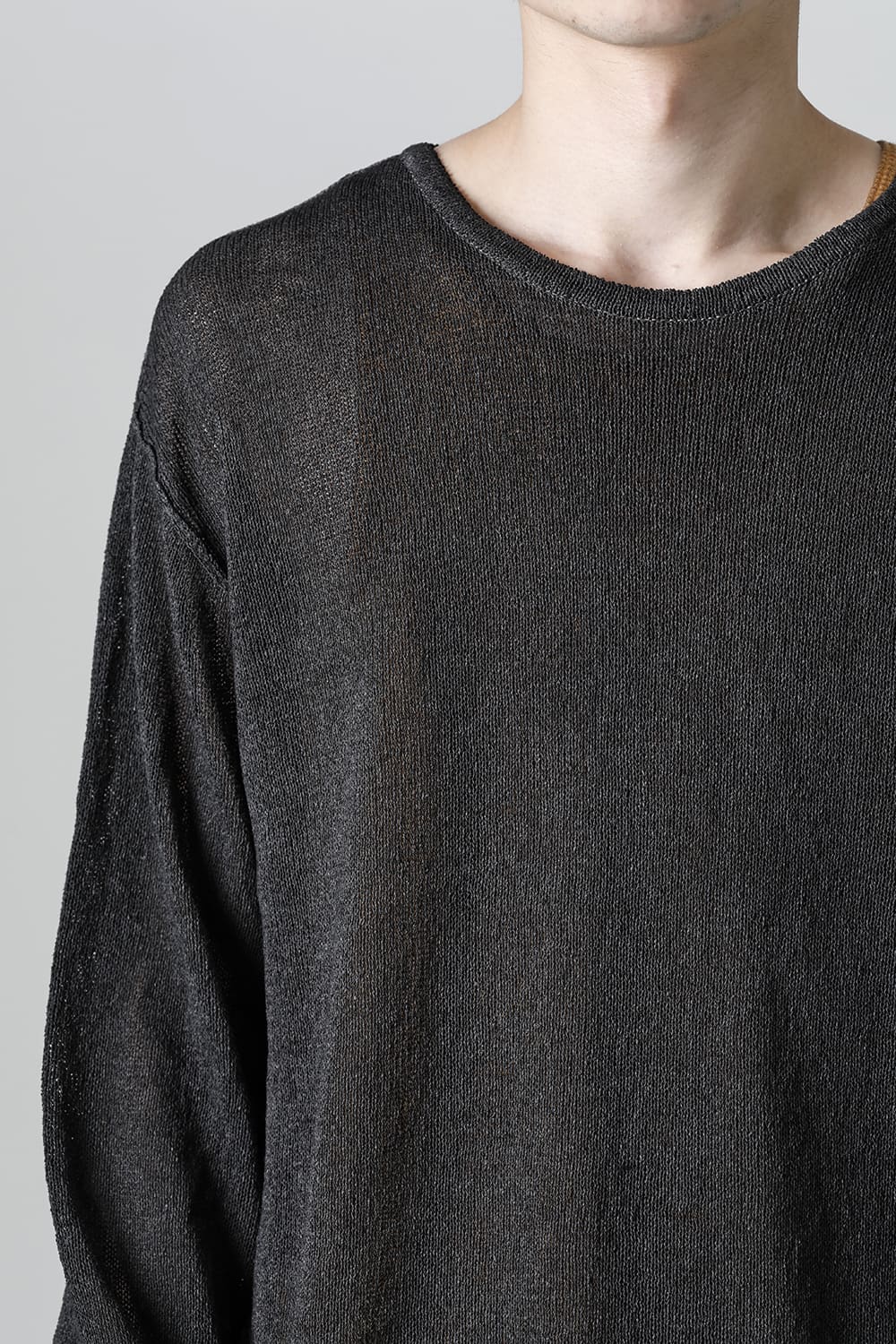 Cold Dyed Washi(Japanese Paper)Knit Pullover  Charcoal