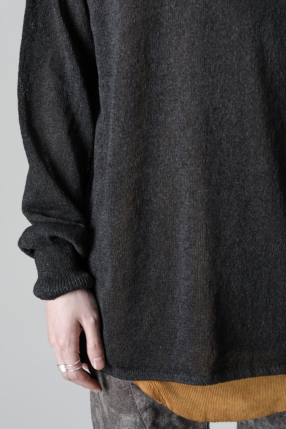 Cold Dyed Washi(Japanese Paper)Knit Pullover  Charcoal