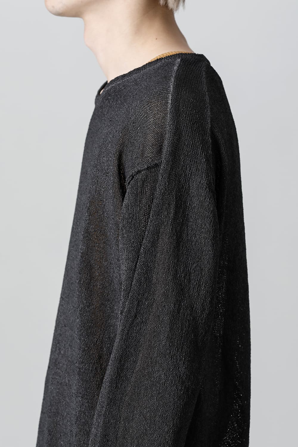 Cold Dyed Washi(Japanese Paper)Knit Pullover  Charcoal