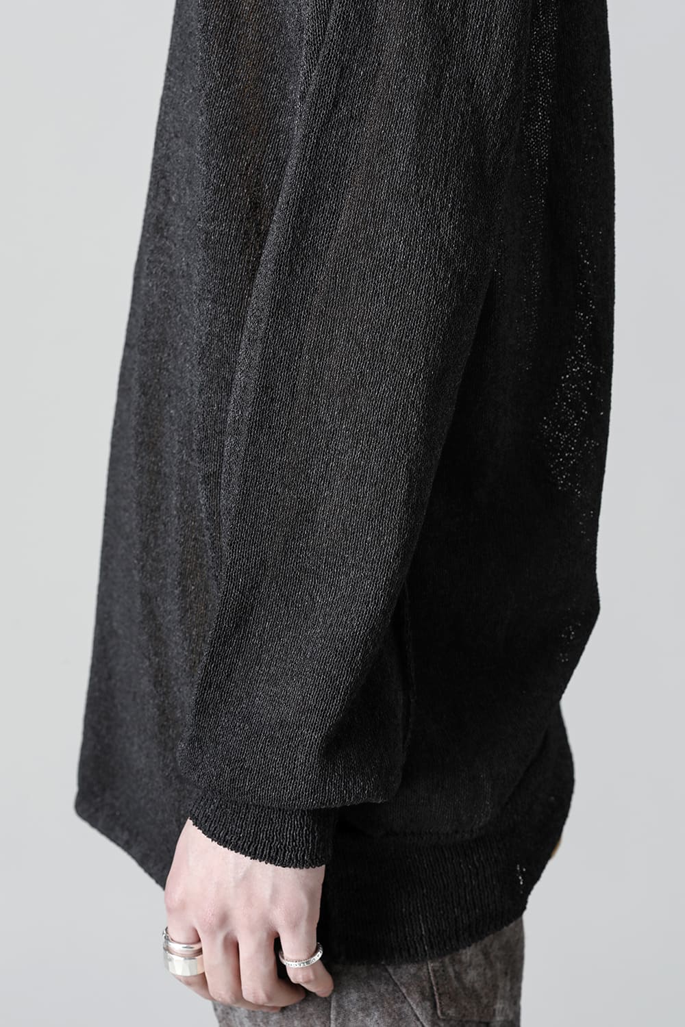 Cold Dyed Washi(Japanese Paper)Knit Pullover  Charcoal