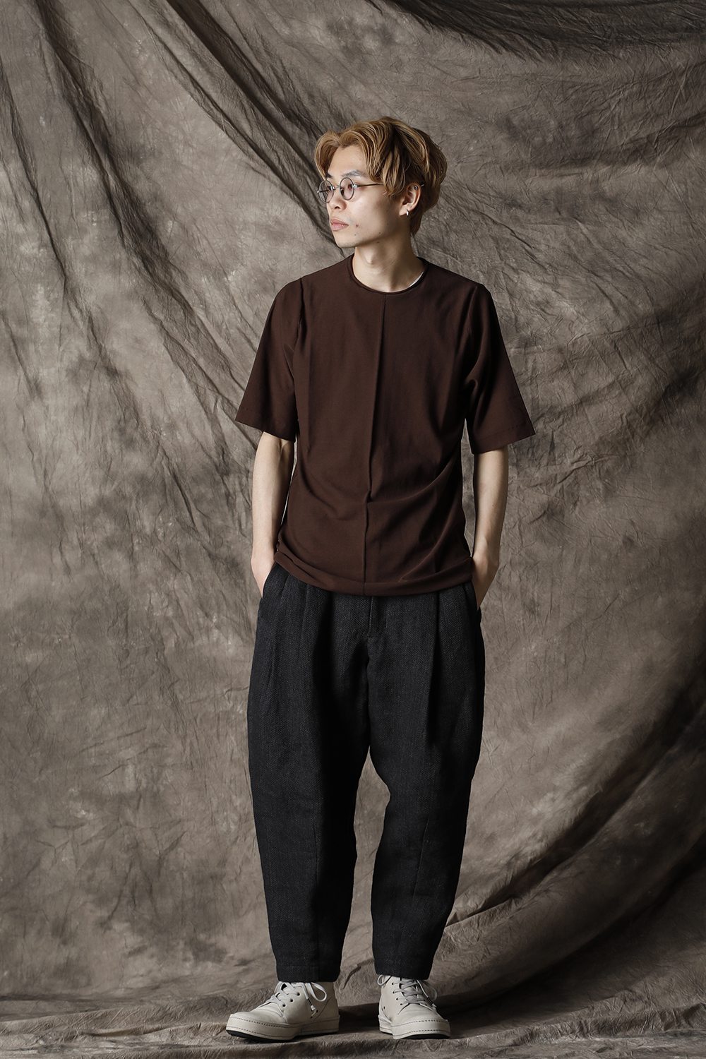 Knit crewneck short sleeve high twist cotton Lava Stone