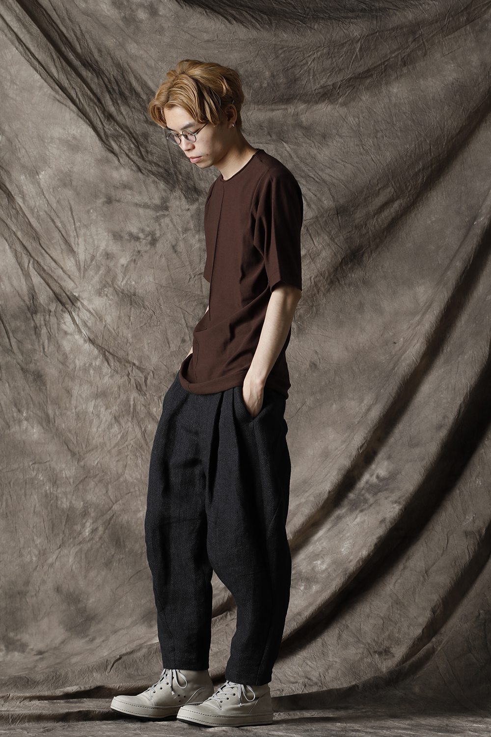 Knit crewneck short sleeve high twist cotton Lava Stone