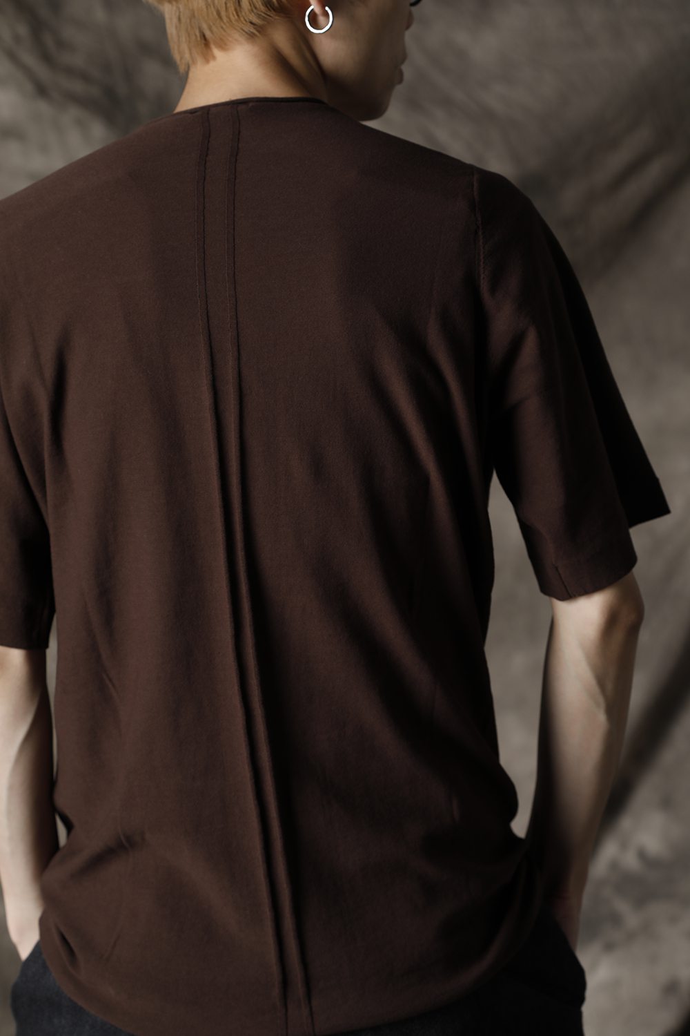 Knit crewneck short sleeve high twist cotton Lava Stone