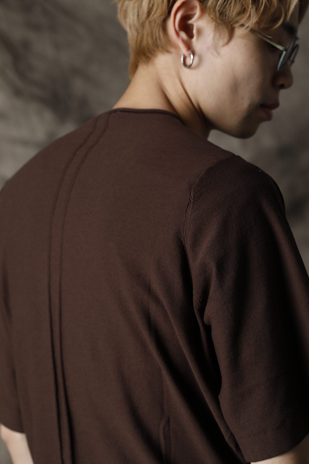 Knit crewneck short sleeve high twist cotton Lava Stone