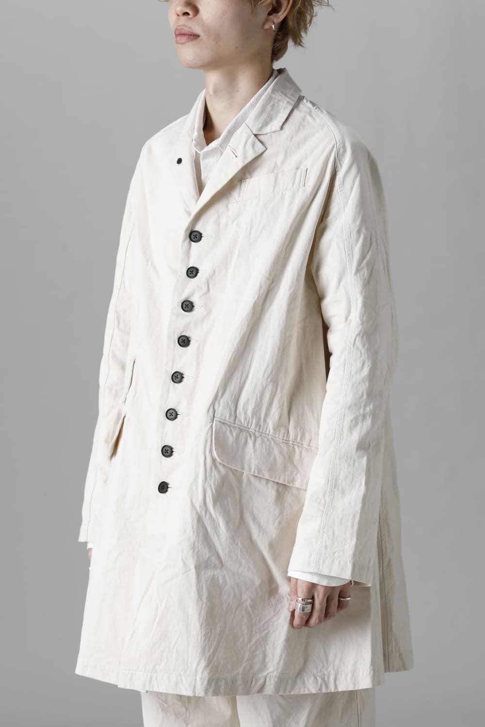 CUT-CHRONO Middle Coat  Ecru