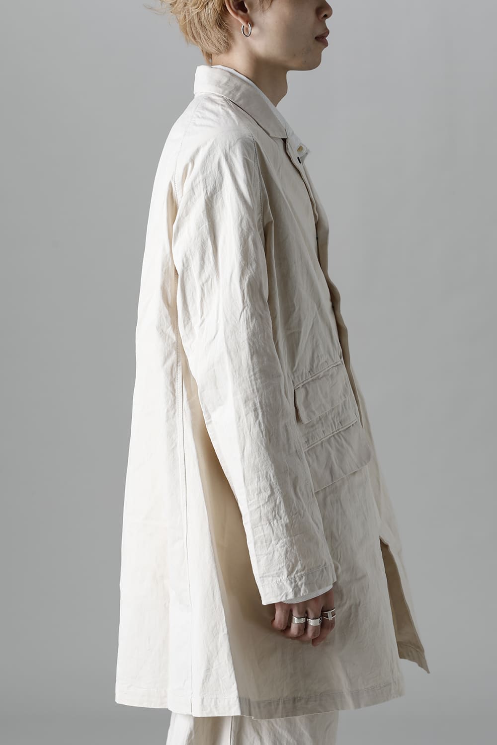 CUT-CHRONO Middle Coat  Ecru