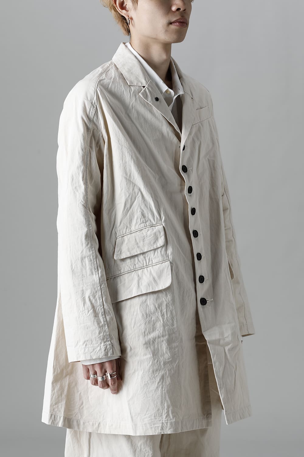 CUT-CHRONO Middle Coat  Ecru