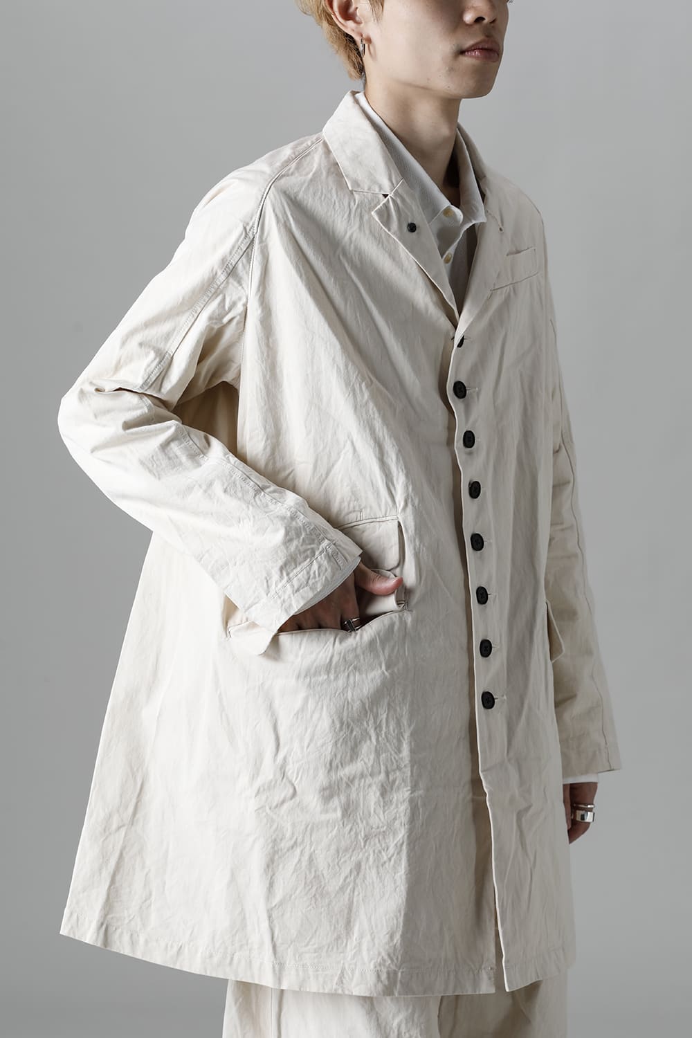 CUT-CHRONO Middle Coat  Ecru