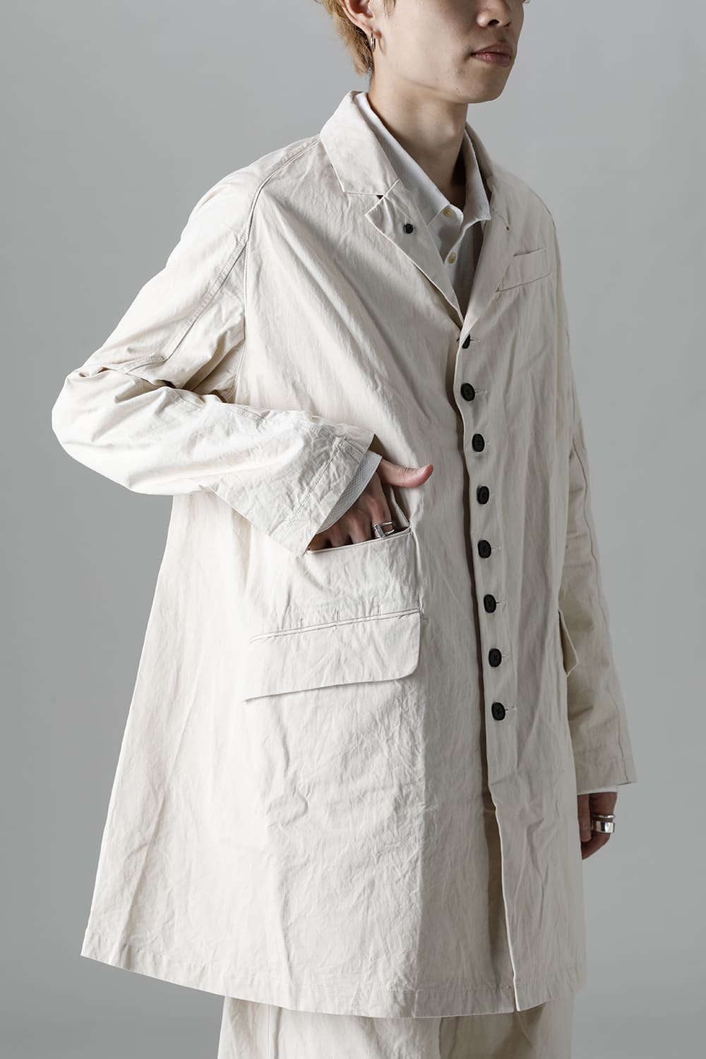 CUT-CHRONO Middle Coat  Ecru