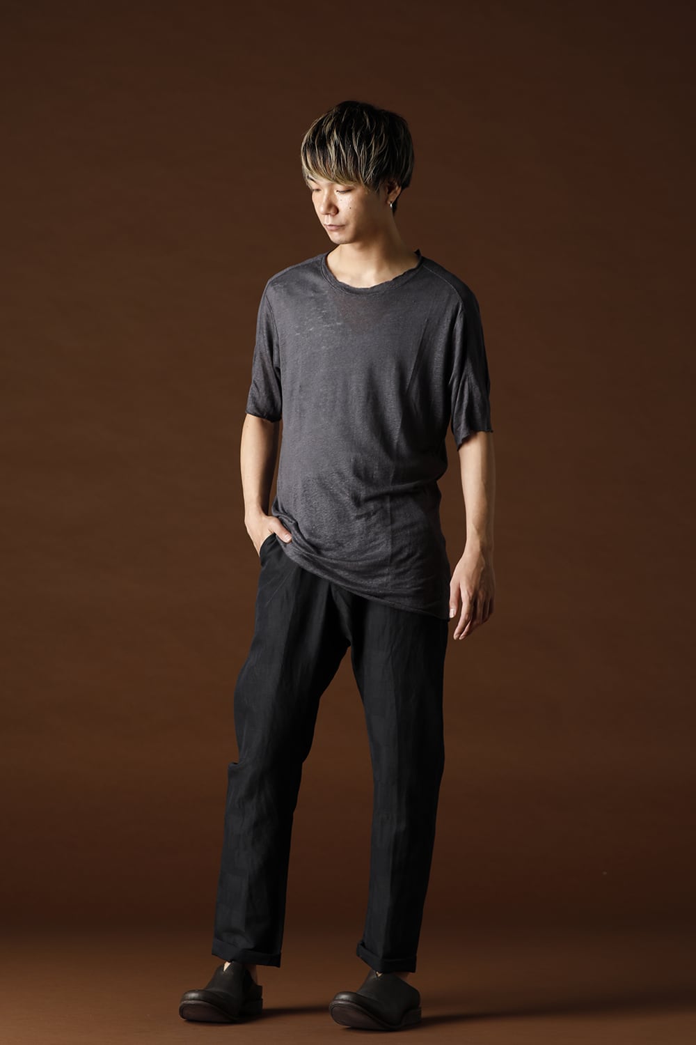 リネンジャージーTシャツ チャコール