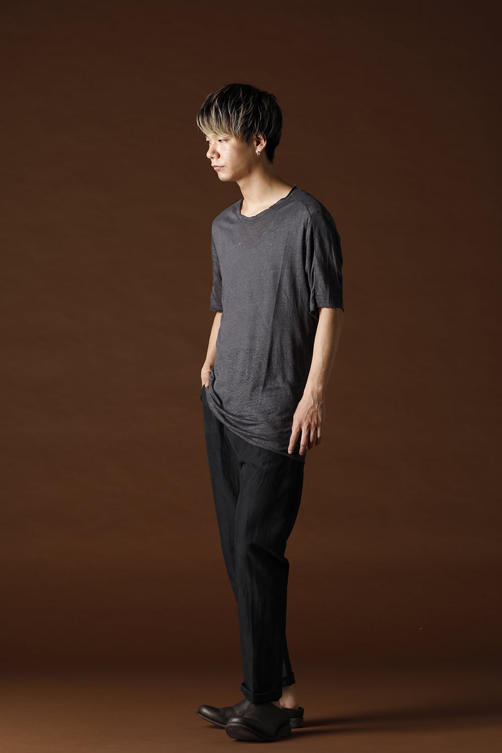 リネンジャージーTシャツ チャコール