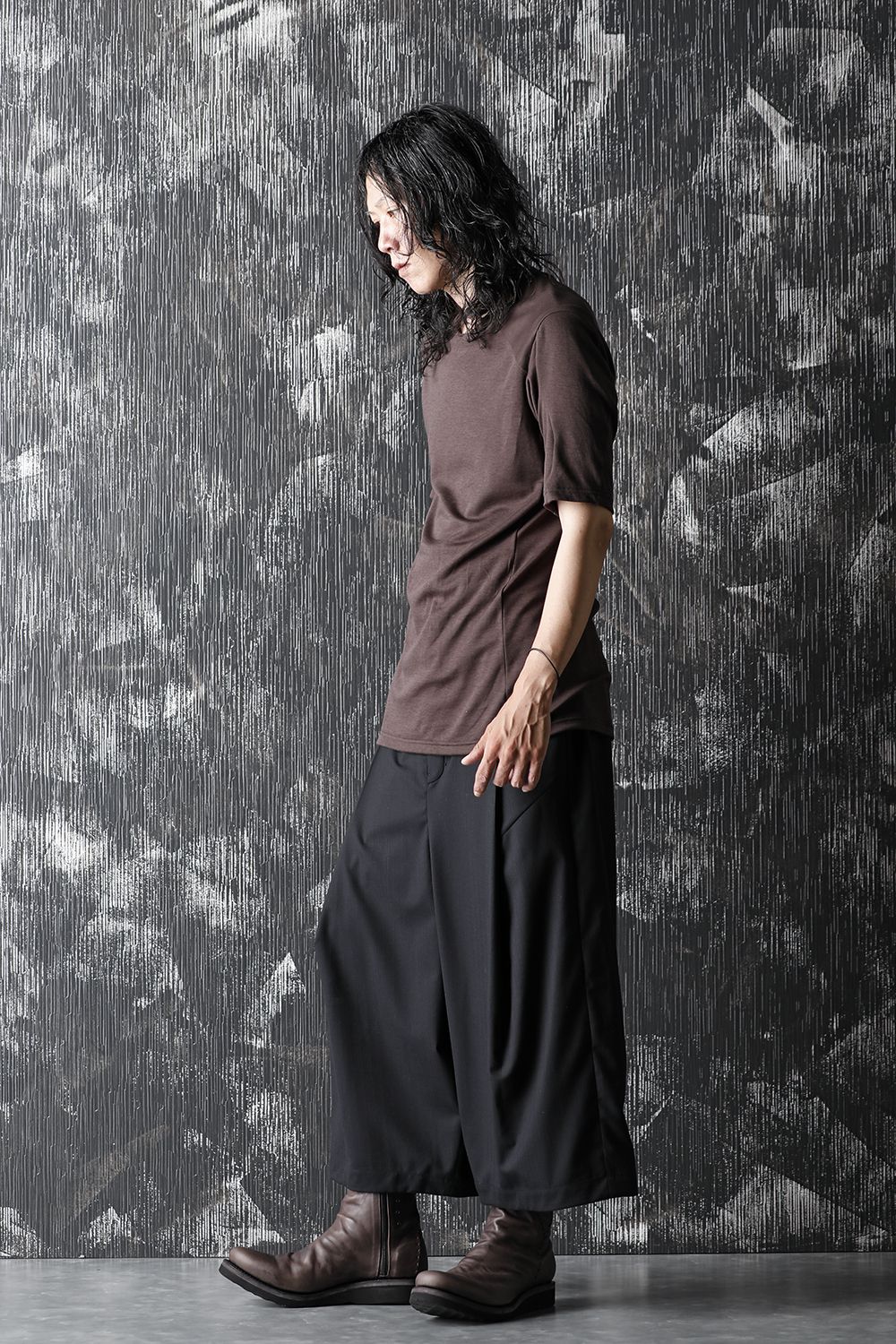 Baggy cropped wool super140’s shadow stripe