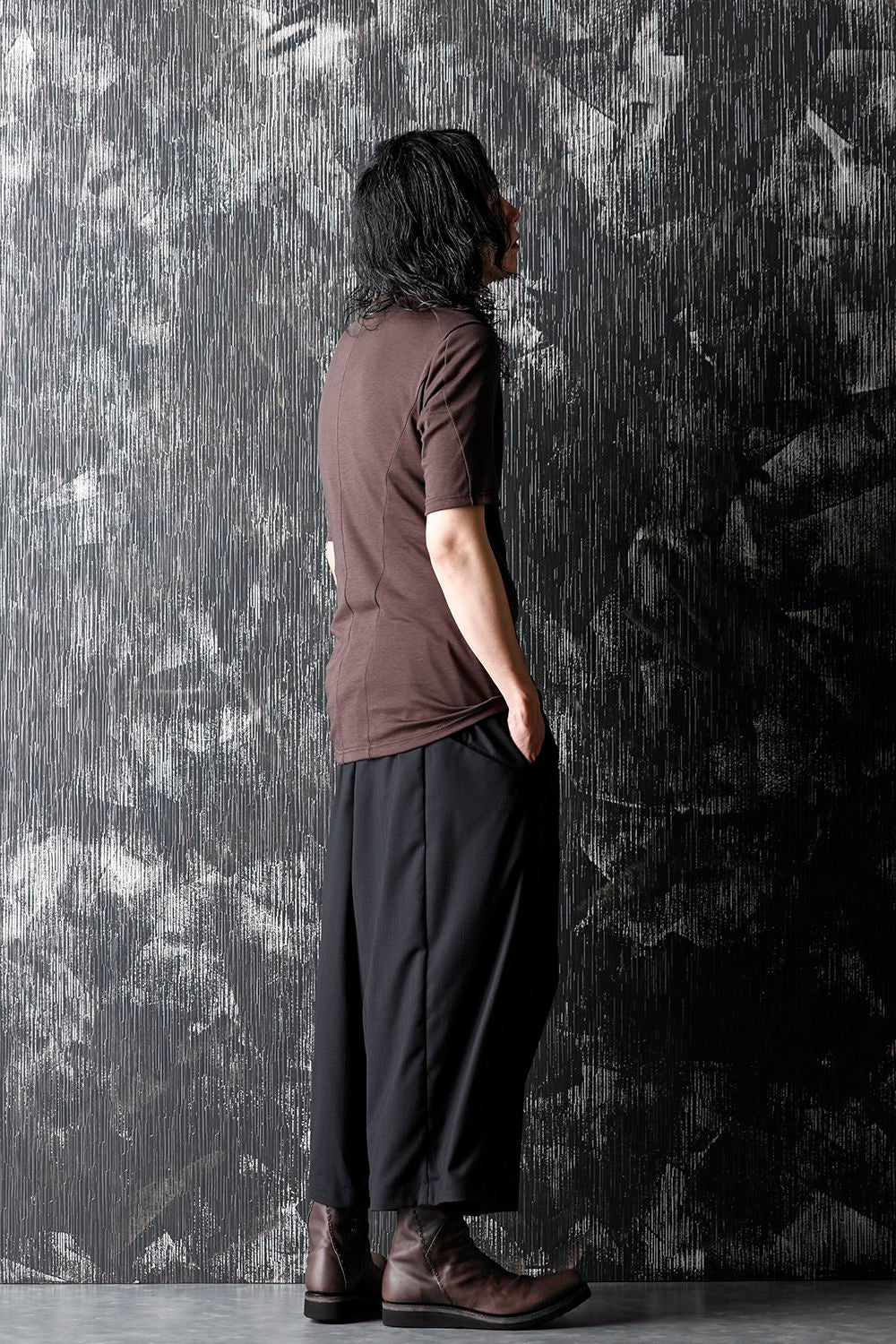 Baggy cropped wool super140’s shadow stripe