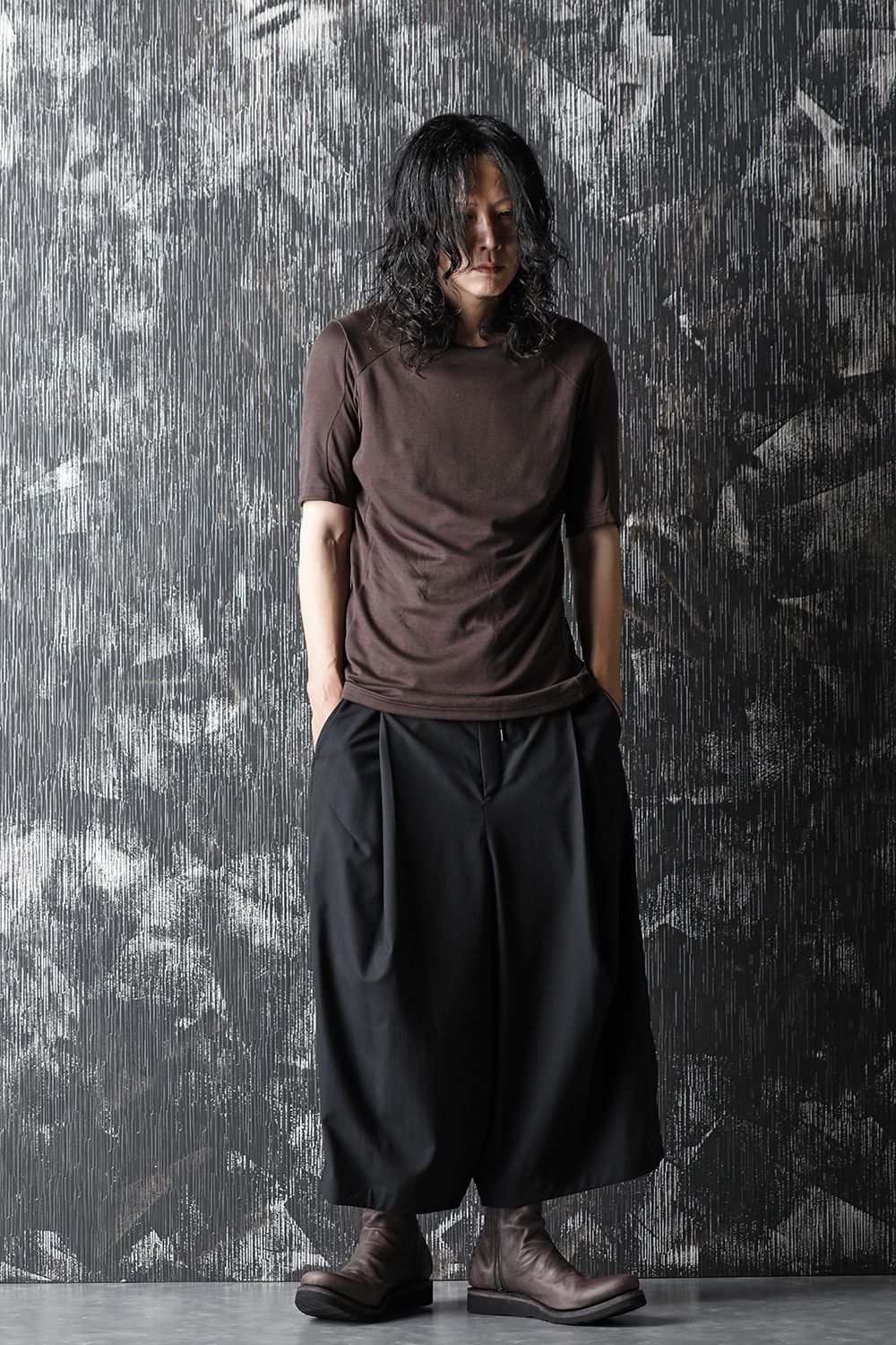 Baggy cropped wool super140’s shadow stripe