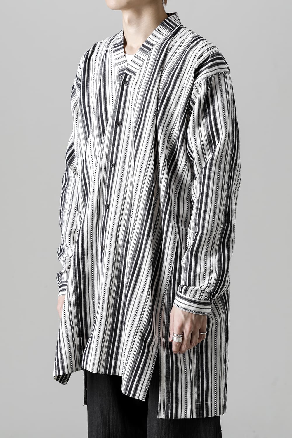 SHIRT#91 COTTON/LINEN CONTRAST STRIPE