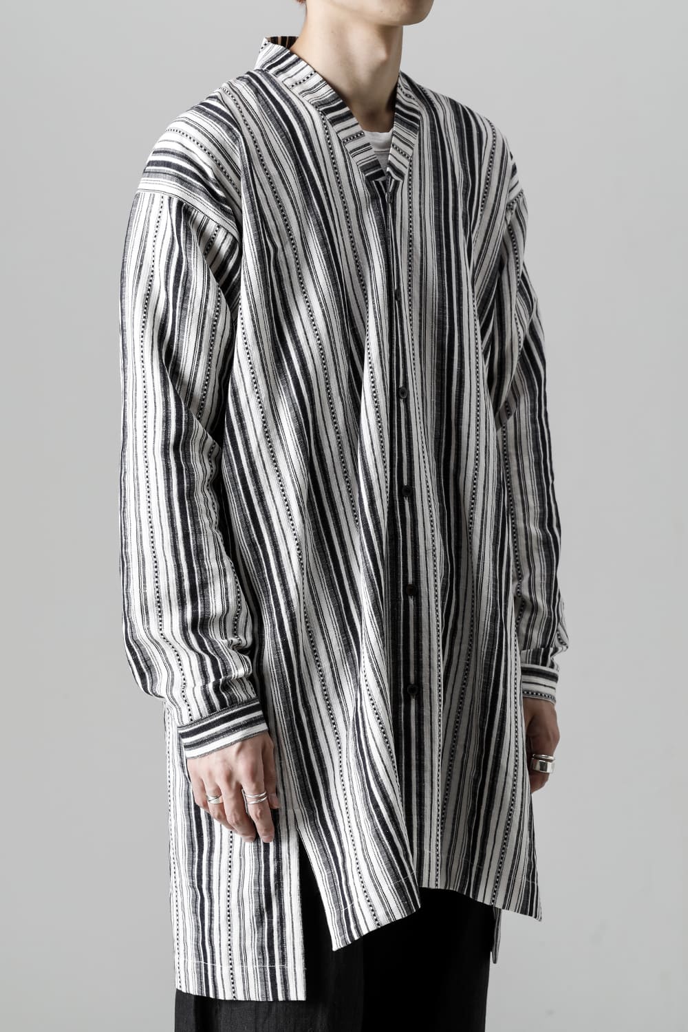 SHIRT#91 COTTON/LINEN CONTRAST STRIPE