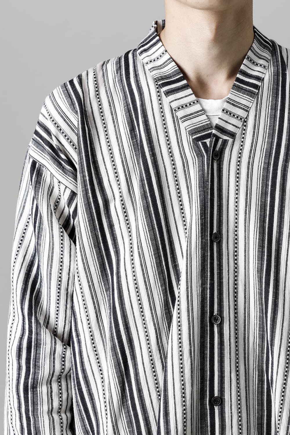SHIRT#91 COTTON/LINEN CONTRAST STRIPE