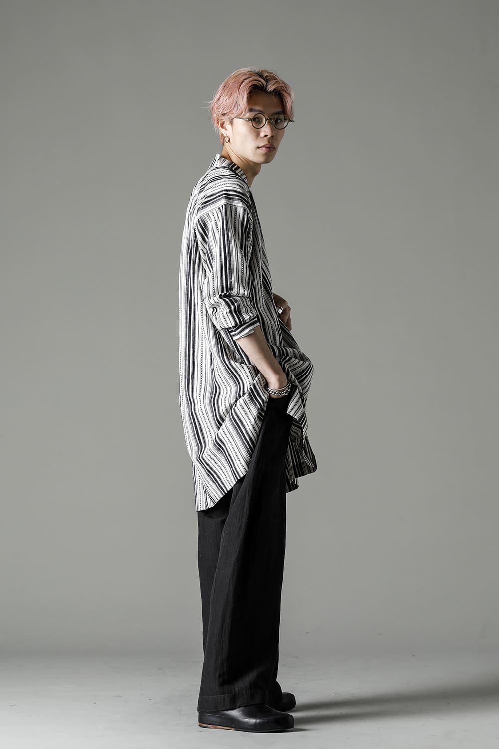 SHIRT#91 COTTON/LINEN CONTRAST STRIPE