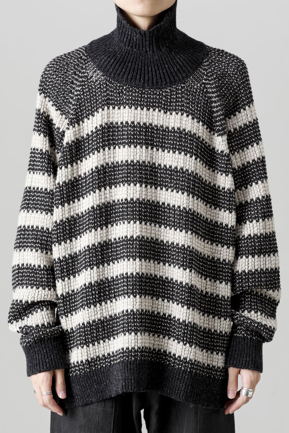 KNIT#57 BLACK MELE/NATURAL STRIPE