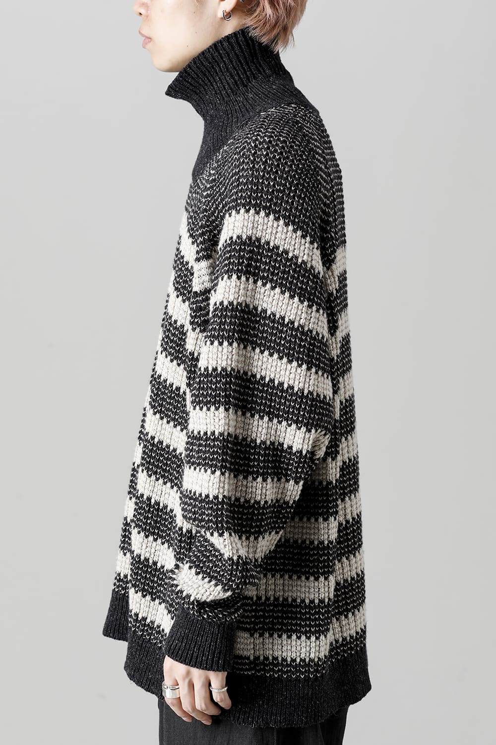 KNIT#57 BLACK MELE/NATURAL STRIPE