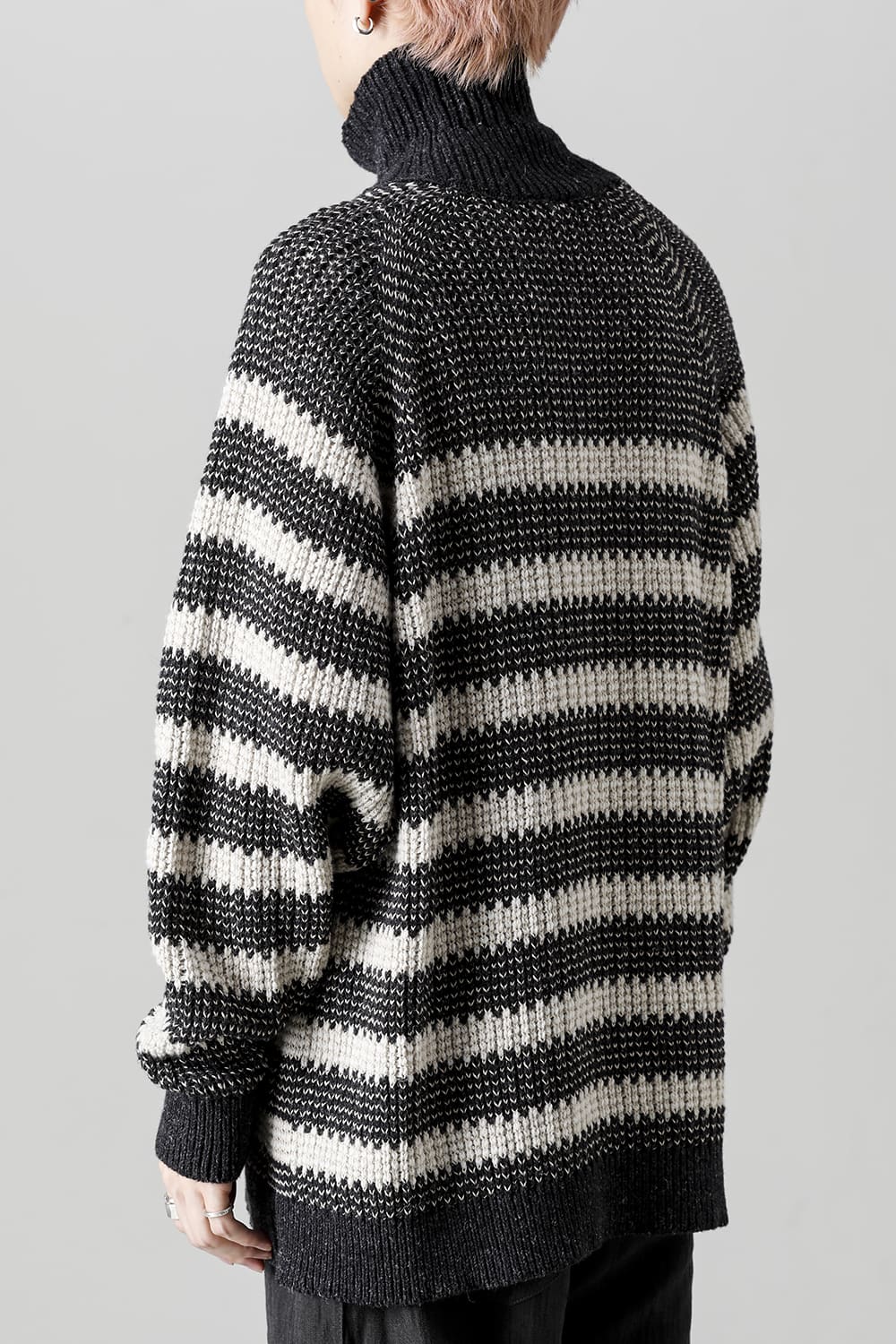KNIT#57 BLACK MELE/NATURAL STRIPE