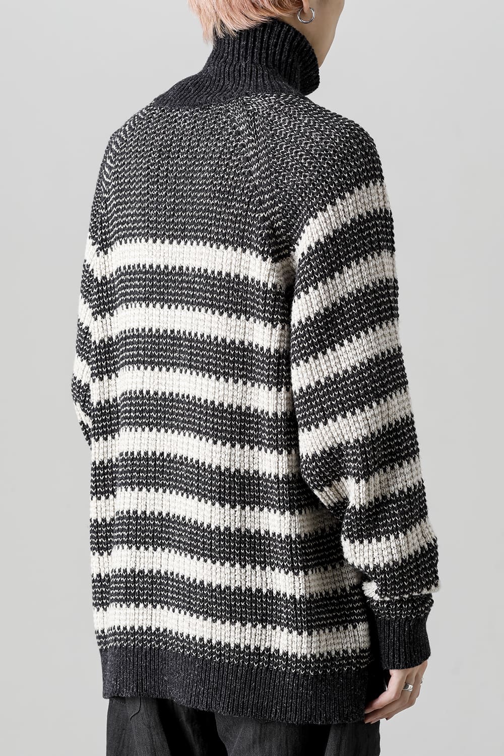 KNIT#57 BLACK MELE/NATURAL STRIPE