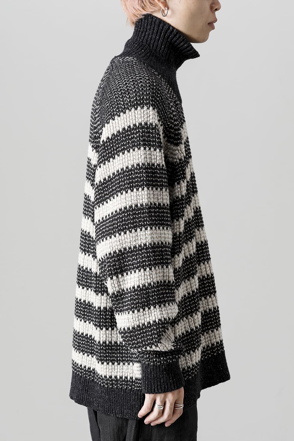 KNIT#57 BLACK MELE/NATURAL STRIPE