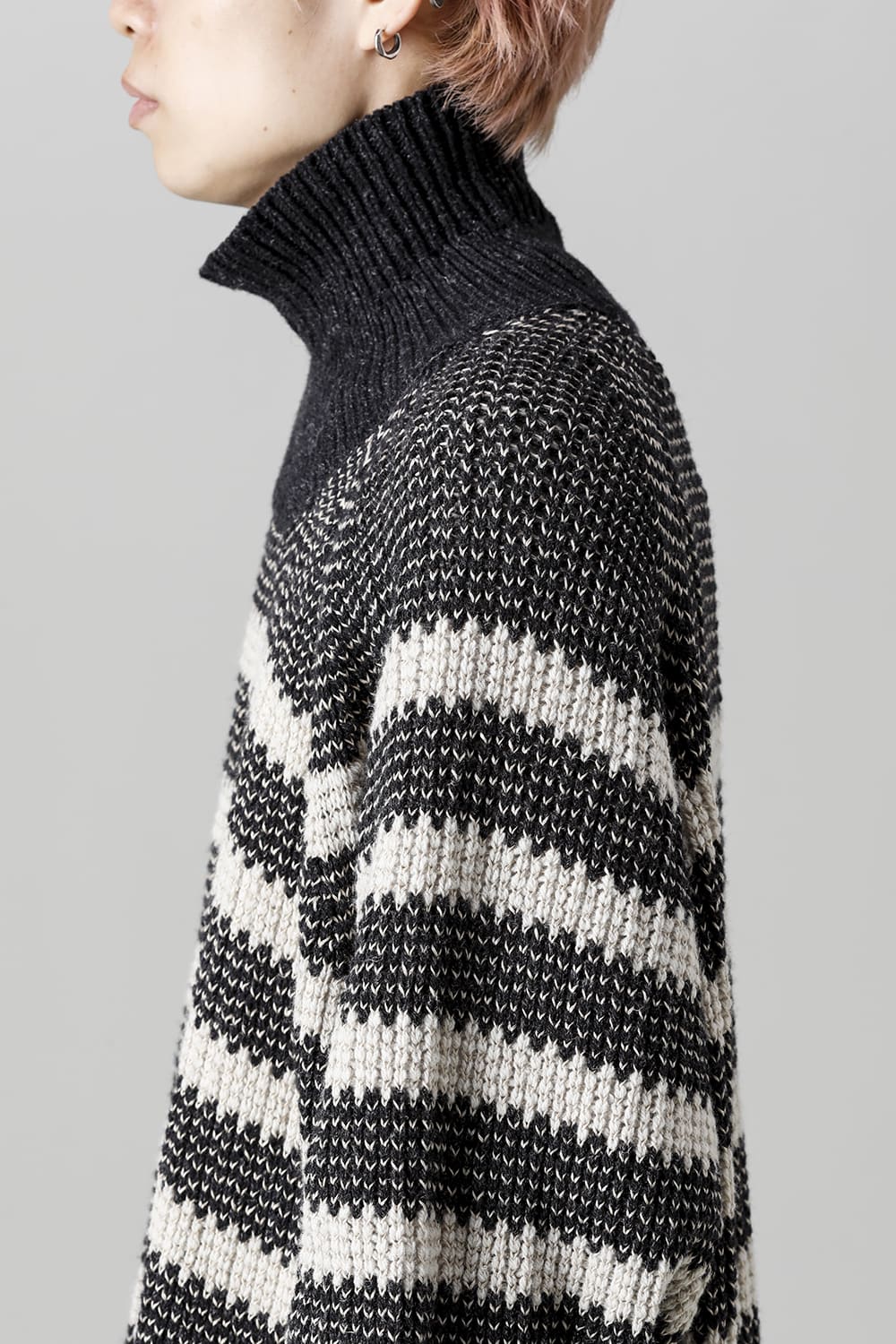 KNIT#57 BLACK MELE/NATURAL STRIPE