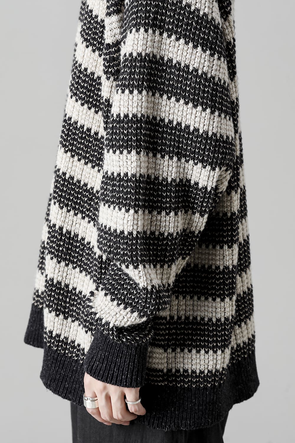 KNIT#57 BLACK MELE/NATURAL STRIPE